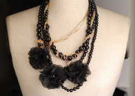 Multi - Strand Corsage tela negra artesanal collares para vestido de Woemns
