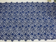 Trabajo hecho a mano bordado floral de la tela del cordón del cordón del azul real para el vestido de la mujer