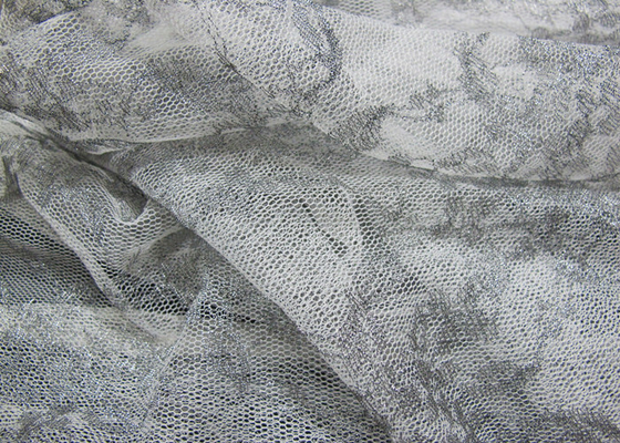 Tela metálica de plata de nylon del cordón del hilado para la camisa de dormir CY-LW0632 antiestático