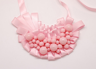 collar rosa collar de perlas, perlas de tela cubiertos artesanales collares (NL-520)