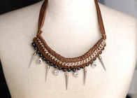 Brown personalizada tejidas a mano rebordeado Collar collares, collares artesanales