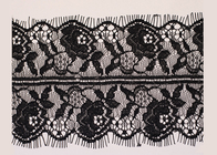 Amplia bordados OEM Crochet algodón negro ola pestaña Lace Trim para mujeres