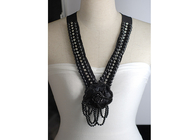Suéter negro flor gruesos artesanal abalorios collares para dama