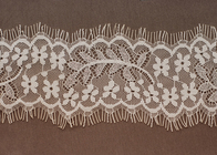 Blanco algodón OEM flor decorativa pestaña puede recortar tejido de encaje