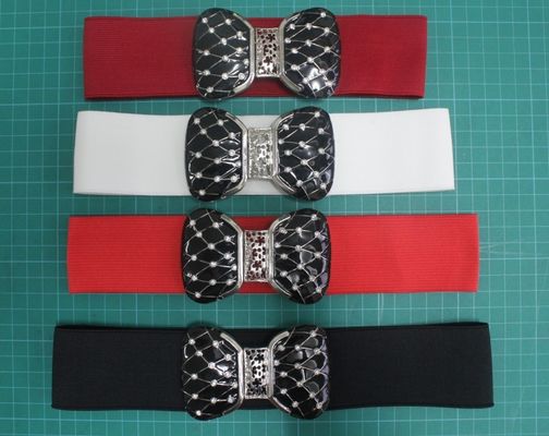 Correas elásticos de encargo del paño de las correas del color los 5cm para las mujeres/la correa de las señoras, plateando la hebilla