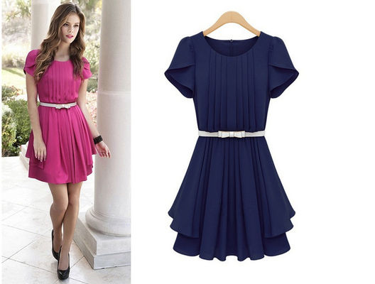 Vestidos modestos del verano sin mangas para mujer de la ropa informal de los adultos con la correa