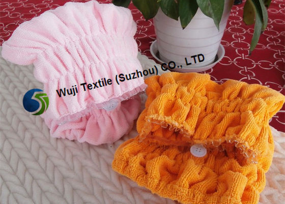 turbante de sequía modificado para requisitos particulares los 37*16cm del pelo de la impresión y del bordado con el cordón