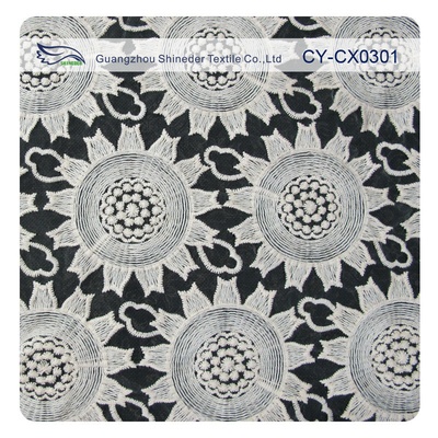 Tela bordada floral del cordón, cordón horneado a la crema y con pan rallado organza del algodón para señora Dress