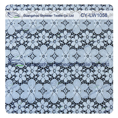 Ajuste floral azul elástico de nylon de la tela del cordón de Spandex para señora Garment