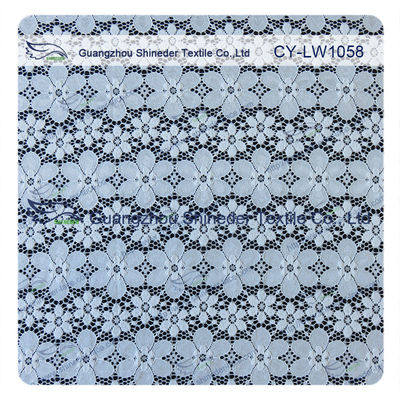 Ajuste floral azul elástico de nylon de la tela del cordón de Spandex para señora Garment