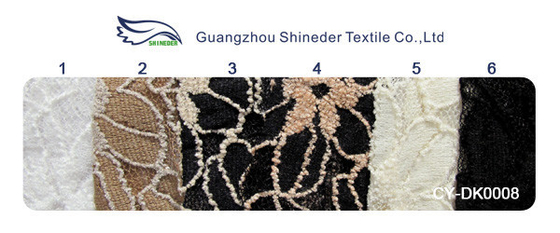 Negro/blanco hizo punto la tela elástico del cordón para señora Garment Sunflower Pattern CY-DK0008