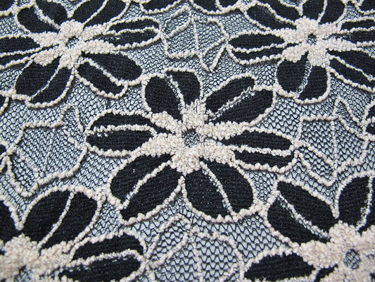 Negro/blanco hizo punto la tela elástico del cordón para señora Garment Sunflower Pattern CY-DK0008