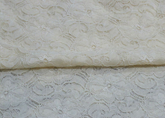 Tela de nylon CY-LW0783Y elegante hermoso de Spandex del cordón elástico blanco