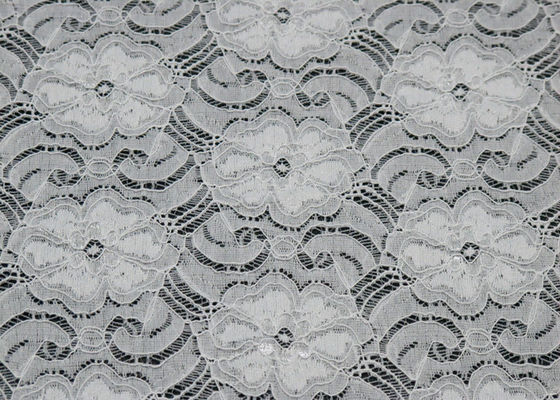 Tela de nylon CY-LW0783Y elegante hermoso de Spandex del cordón elástico blanco