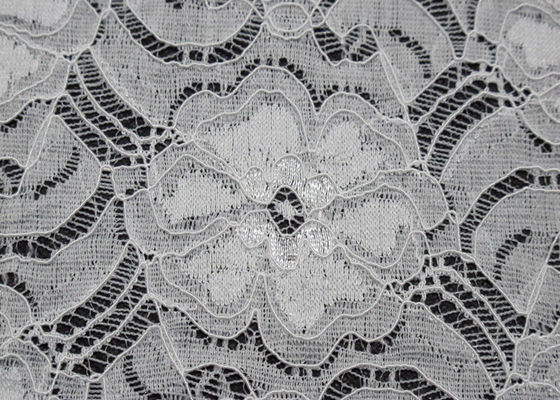 Tela de nylon CY-LW0783Y elegante hermoso de Spandex del cordón elástico blanco