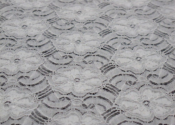 Tela de nylon CY-LW0783Y elegante hermoso de Spandex del cordón elástico blanco