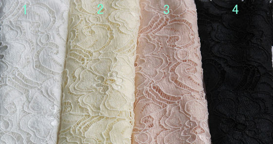 Tela de nylon CY-LW0783Y elegante hermoso de Spandex del cordón elástico blanco