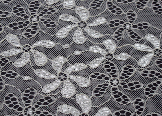 Nilón del 90% del + tela elástico del cordón de la flor 10% Spandex para la camisa de dormir CY-LW0795