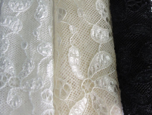 Nilón del 90% del + tela elástico del cordón de la flor 10% Spandex para la camisa de dormir CY-LW0795