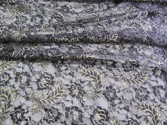 Azul metálico de la tela del cordón del vintage, tela floral de nylon SYD-0002 del cordón de Tulle