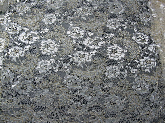 Azul metálico de la tela del cordón del vintage, tela floral de nylon SYD-0002 del cordón de Tulle
