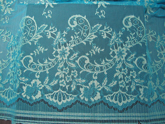 Azul metálico de la tela del cordón del vintage, tela floral de nylon SYD-0002 del cordón de Tulle