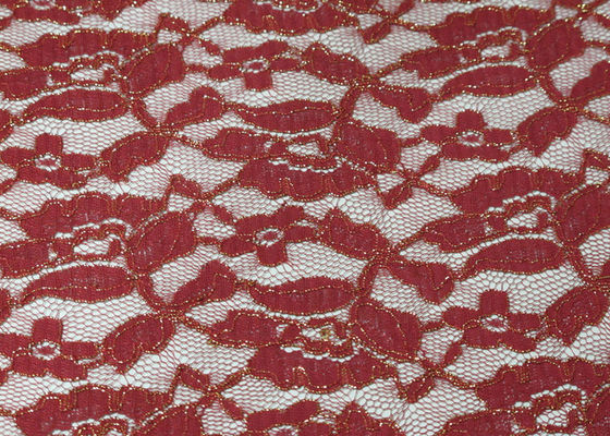 Tela metálica roja estirable del cordón para el SGS del vestido de boda CY-LW0791
