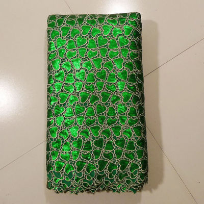 Tela bordada del cordón para el vestido de boda, verde