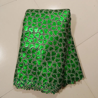 Tela bordada del cordón para el vestido de boda, verde