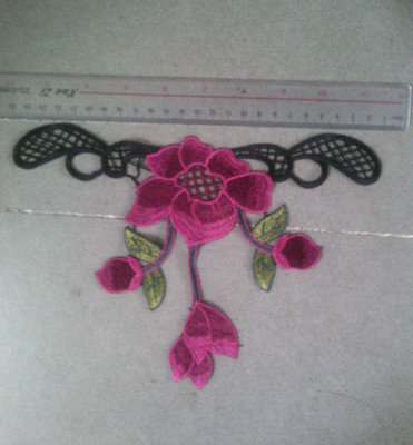 Modelo rosado del cuello del bordado del soluber del agua para el accesorio de la ropa