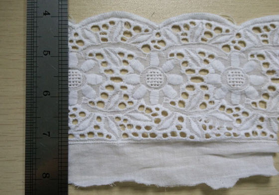 Ajuste decorativo del cordón de la tela del cordón del algodón de la naturaleza para la moda de la ropa