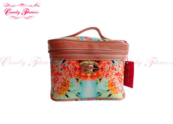 Pequeños modificada para requisitos particulares componen la caja de cosméticos floral del viaje del bolso de la lona