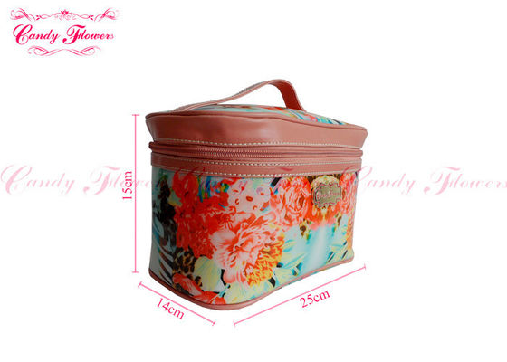 Pequeños modificada para requisitos particulares componen la caja de cosméticos floral del viaje del bolso de la lona