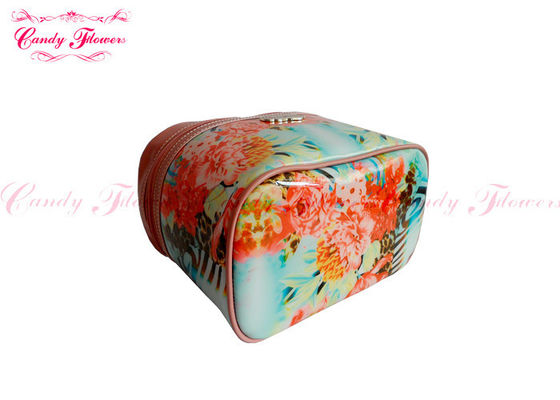 Pequeños modificada para requisitos particulares componen la caja de cosméticos floral del viaje del bolso de la lona