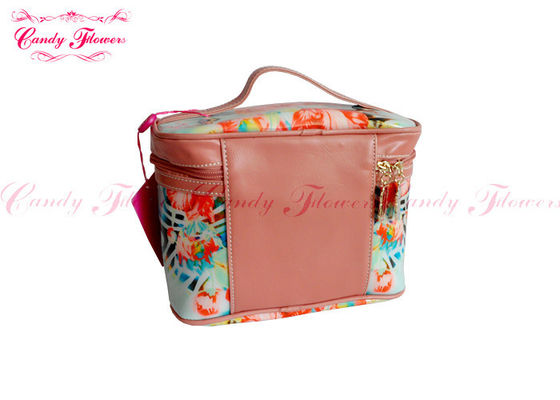Pequeños modificada para requisitos particulares componen la caja de cosméticos floral del viaje del bolso de la lona