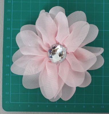 Ramillete rosado artificial de la flor de la gasa, ramilletes de la flor de la tela del diamante artificial del perno