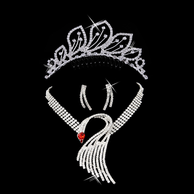 Corona animal hecha a mano exquisita para mujer, muchachas de los pendientes del collar de la joyería