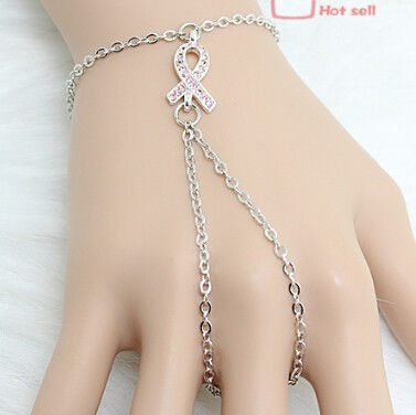 Pulsera cristalina de la conciencia del cáncer de pecho del metal trenzado de la moda para las mujeres