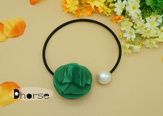 Los collares moldeados hechos a mano de la tela de la perla grande verde de la flor, cuello gotearon el collar