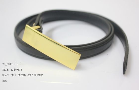 Correa negra del paño de la PU para la correa de cintura de las señoras de las mujeres/el 1.4cm, hebilla del níquel del oro del hockey shinny
