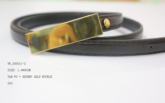 Correa negra del paño de la PU para la correa de cintura de las señoras de las mujeres/el 1.4cm, hebilla del níquel del oro del hockey shinny
