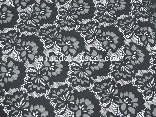 Diseño simple del hueco de la flor del algodón de la tela de nylon negra del cordón para la ropa SYD-0174