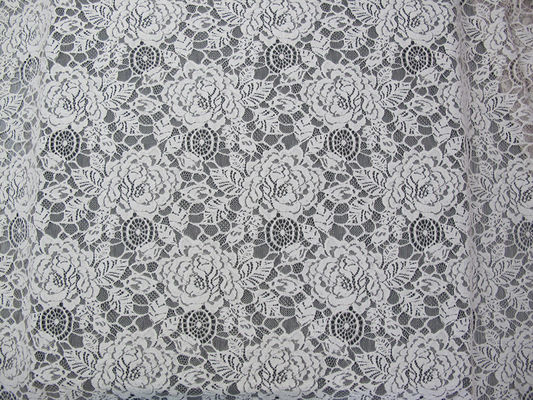 Blanco de nylon de la tela del cordón de la flor del algodón amistoso de Eco para el ODM del OEM de la blusa