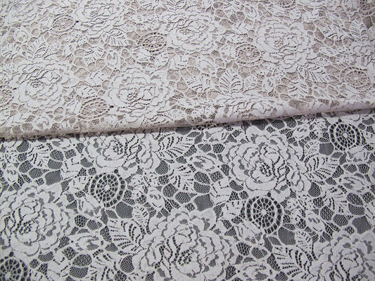 Blanco de nylon de la tela del cordón de la flor del algodón amistoso de Eco para el ODM del OEM de la blusa