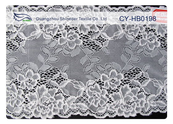 Ajuste de nylon de la tela del cordón del algodón elástico blanco para el vestido de boda CY-HB0198